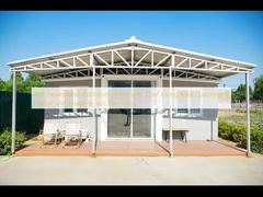 บ้านบรรจุสินค้าขนาดขยายได้ 40 ฟุต มีพื้นที่ใช้สอย 72 ตารางเมตร สีที่กําหนดเอง และระบบประปาพร้อมใช้งาน