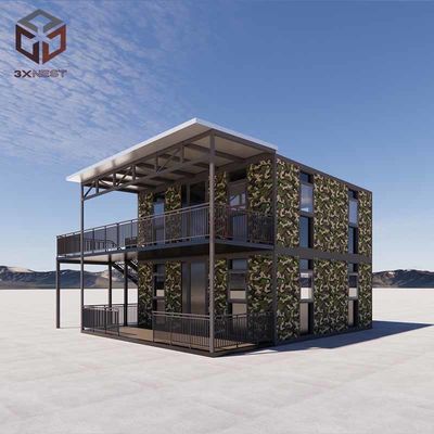2 ห้องนอน พับ โมดูลเรือนพับ โครงสร้างเหล็ก ถัง Prefab