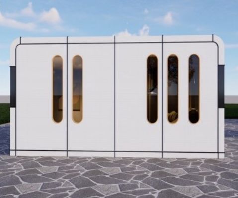 1 ห้องนอน Apple Capsule House โป๊ดประกอบพร้อม 12KW ปรับแต่ง