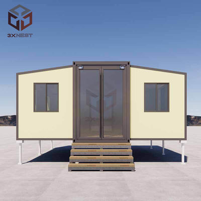 บ้านคอนเทนเนอร์ปีกสองขั้นที่สามารถปรับแต่งได้ พร้อมระเบียง EPS / PU / หนังหิน