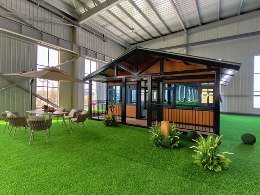 บ้านพับได้สำเร็จรูปทันสมัย พร้อมพื้นหนา 50 มม. และหน้าต่างบานเลื่อน PVC