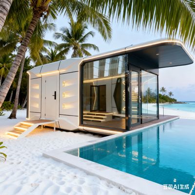 Space Capsule House Space-29 โมเดลที่มีระบบแสง LED ทั้งบ้านและขนาด L8560 x W3460 x H3400