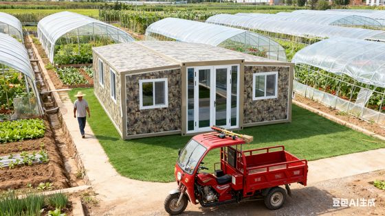 แผงแซนวิช EPS ขนาด 75 มม. และประตูเหล็กเดี่ยวในตู้คอนเทนเนอร์พับได้ขนาด 20 ฟุต พร้อมระเบียงที่ปรับแต่งได้