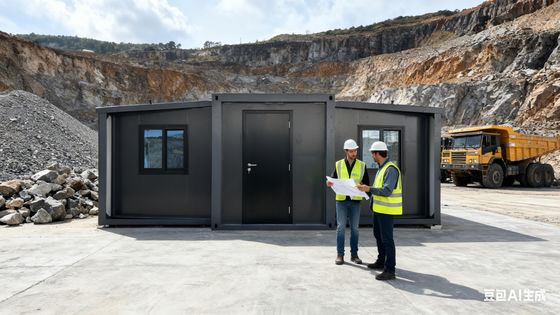 ถัง 20 ฟุตที่พับได้ พร้อมแผ่นแซนวิช EPS ขนาด 75 มิลลิเมตร พื้นใยซีเมนต์กันไฟ 18 มิลลิเมตร และรับประกัน 1 ปี