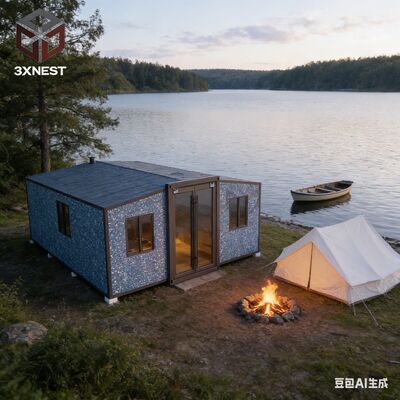 บ้านคอนเทนเนอร์แบบขยายได้ขนาด 40 ฟุต พร้อมพื้นที่ใช้สอย 72 ตารางเมตร, โครงสร้างชุบสังกะสีทั้งหมด, และเฟอร์นิเจอร์ที่ปรับแต่งได้