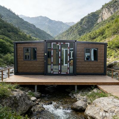 ตู้คอนเทนเนอร์พับได้ขนาด 20 ฟุต ชุบสังกะสีอย่างเต็มที่ พร้อมฉนวนกันความร้อนและเสียง และระเบียงที่ปรับแต่งได้สำหรับการอยู่อาศัยที่หลากหลาย